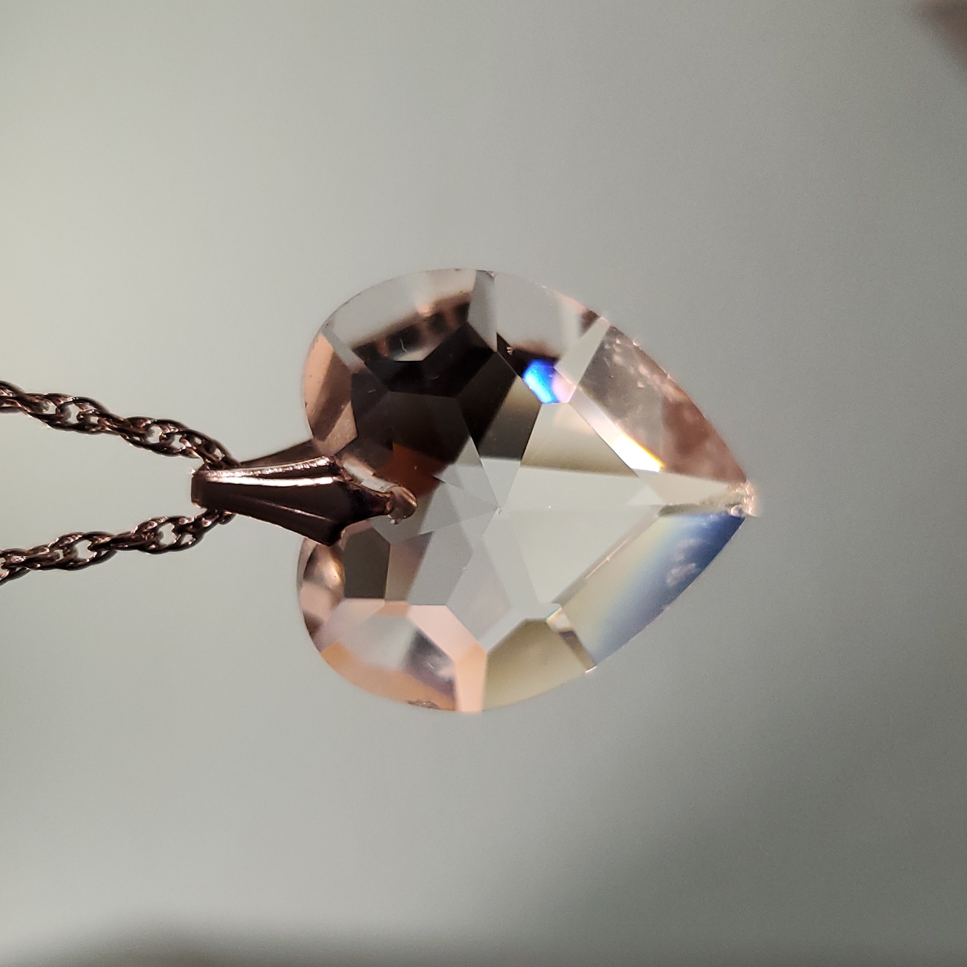 Gorham Sterling Silver Cut Crystal Heart Pendant Necklace